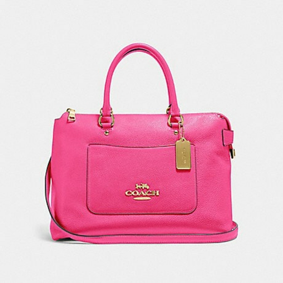 Coach Handbags - NWT Coach Emma Pebble Leather Satchel in Pink Ruby